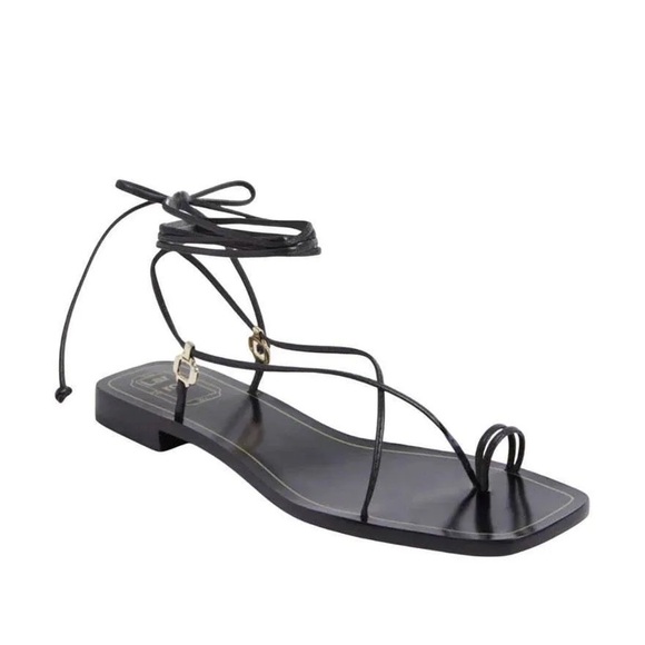Larroudé Women's Portofino Black Flat Sandals - Size 7 - Picture 2 of 4